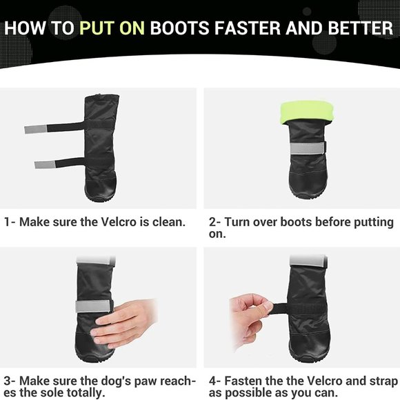 Long-Legged Dog Boots Outdoor Knee High Waterproof Anti-Slip Boots (Black, XS) - Picture 6 of 10